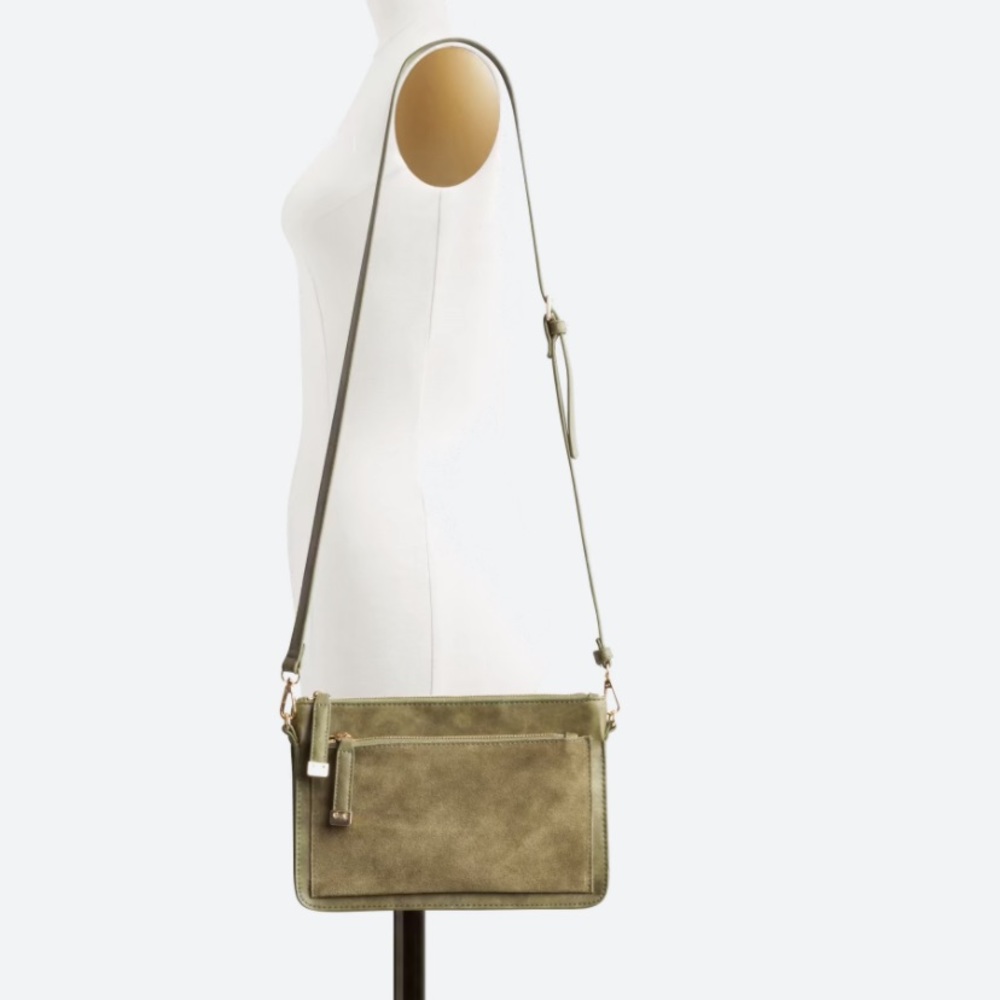 Olive suede crossbody purse